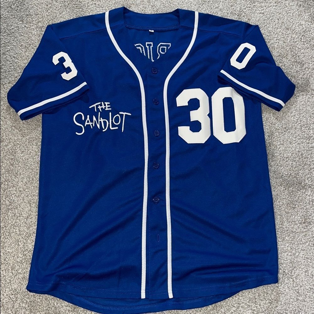 The Sandlot The Movie blue white letters sewn 30 Rodriguez Baseball Jersey M